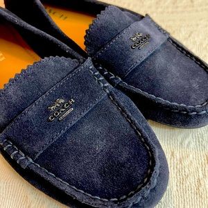 Women's Coach Odette Blue Suede Moccasins Loafers Shoes  Size 8.5 B